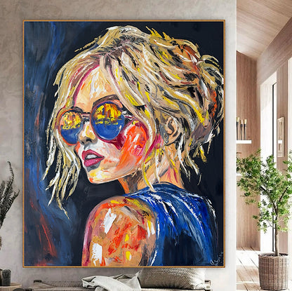Contemporary Abstract Original Oil Painting of a woman On 90 x 76cm Canvas ‘Blondie II’ woman portrait