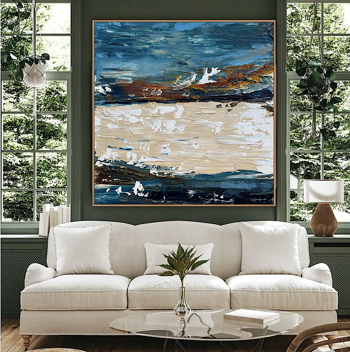 Original Abstract contemporary Oil Painting On Canvas 50x50cm Amalfi Coast Oka