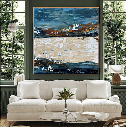 Original Abstract contemporary Oil Painting On Canvas 50x50cm Amalfi Coast Oka