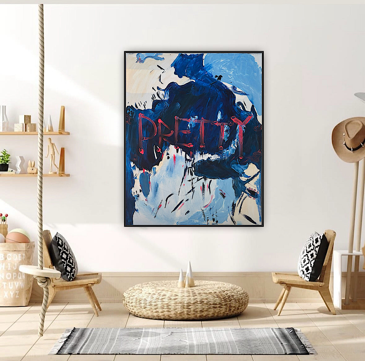 Modern Original Textured Abstract Oil Painting on Canvas 100x80cm Graffiti Art Pretty