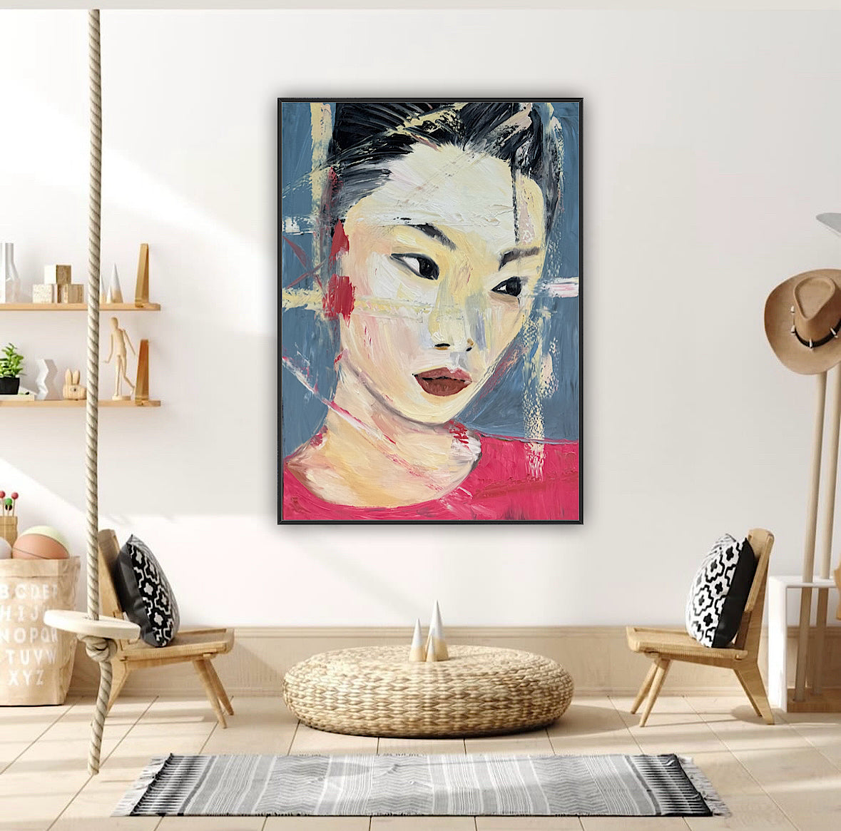 Woman’s portrait Original Abstract Oil Painting On Canvas 85 x 60cm Innocent Soul