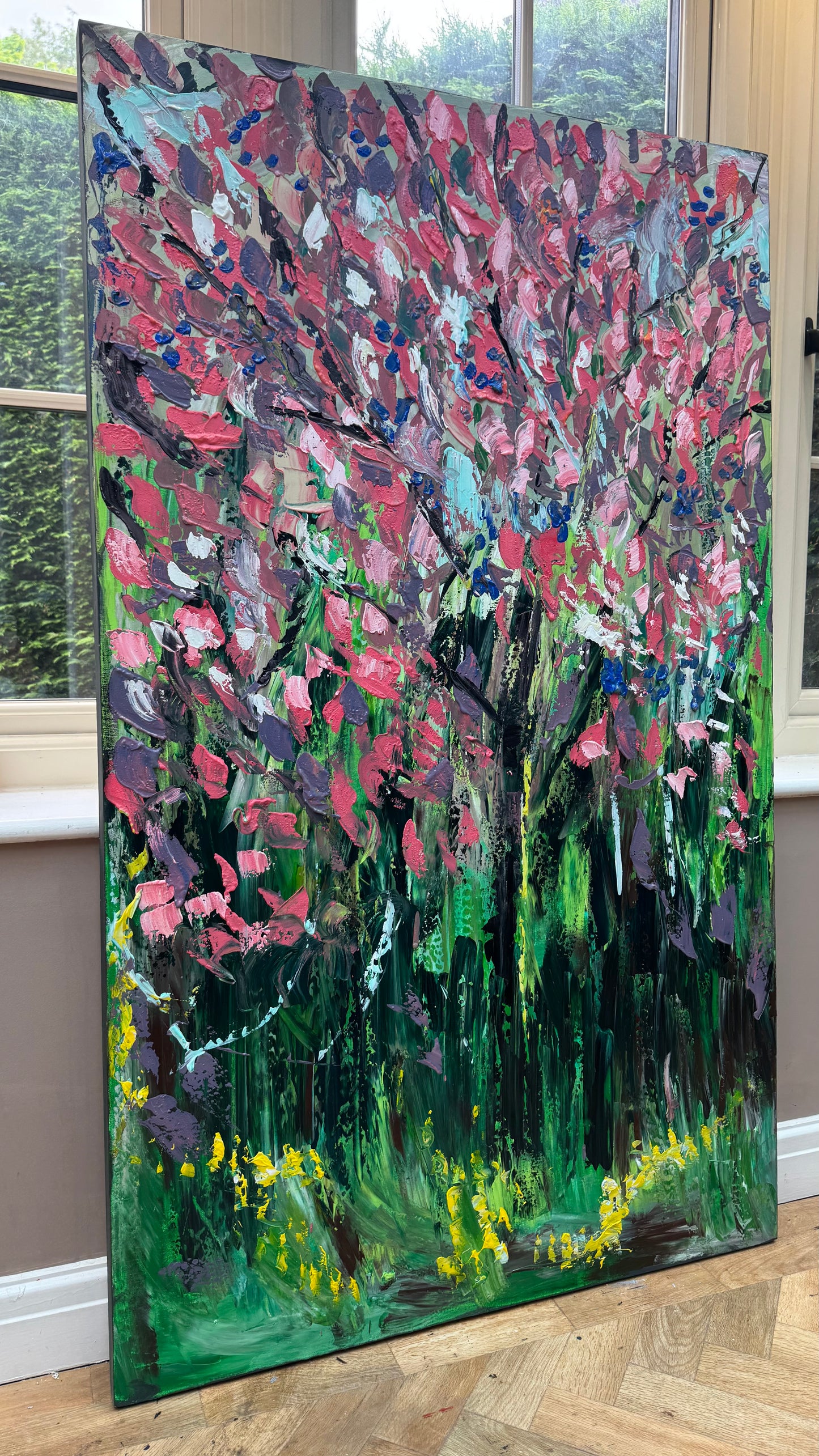 Original Abstract Oil Painting On Canvas 153 x 92cm Magnolia tree Oka