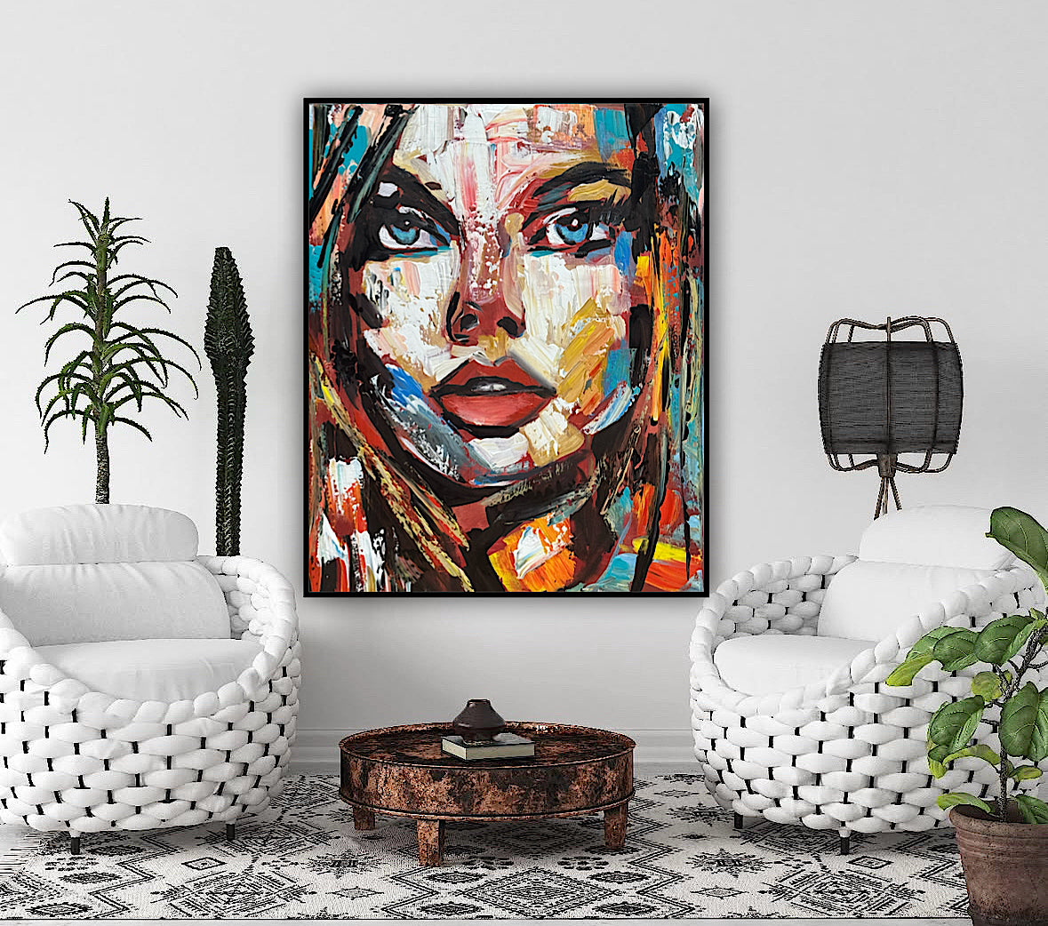 Abstract Original modern Oil Painting on 50 x 40cm canvas Arrora  woman portrait