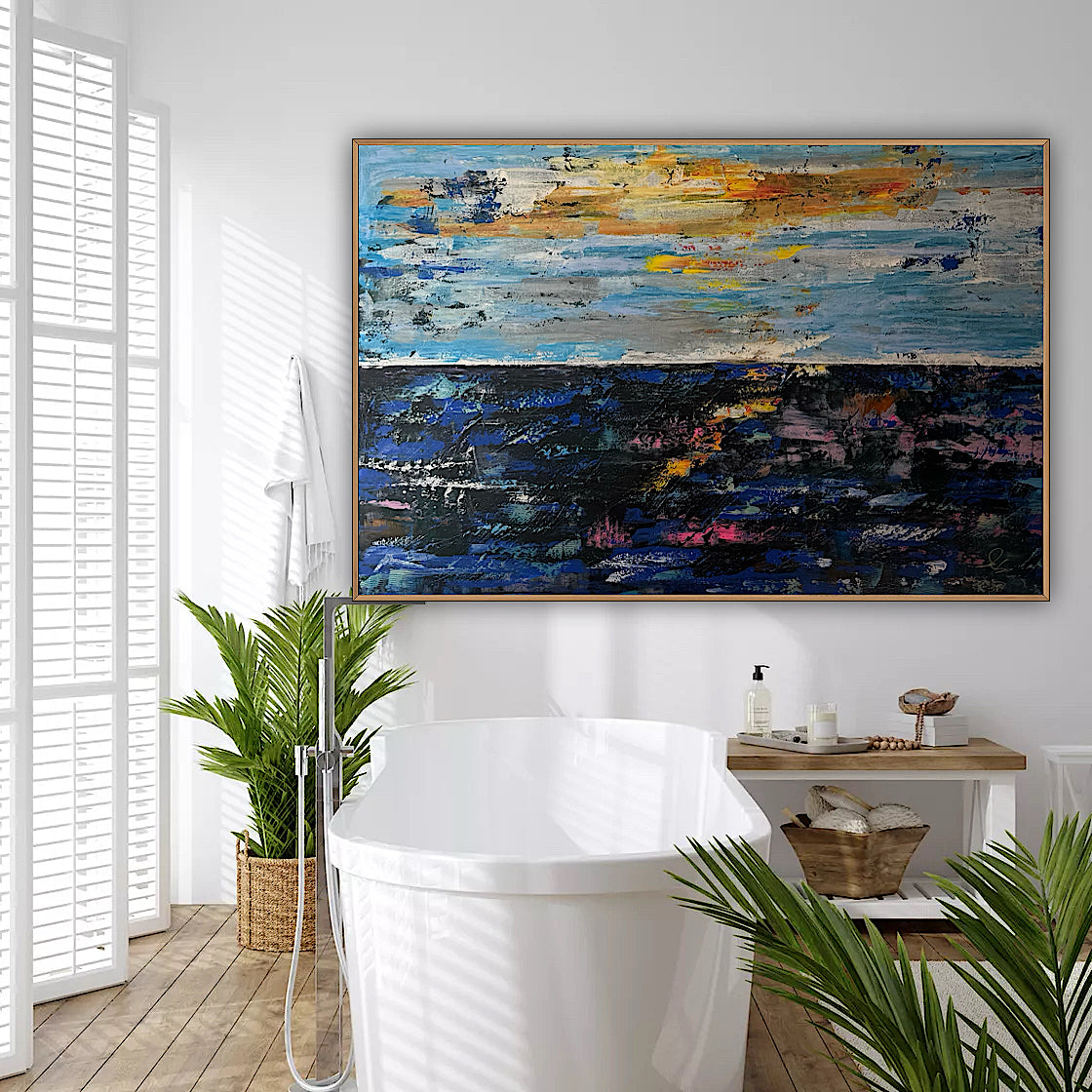 Original Abstract Oil Painting On Canvas 150cm x 100cm Depth of Silence Oka seascape