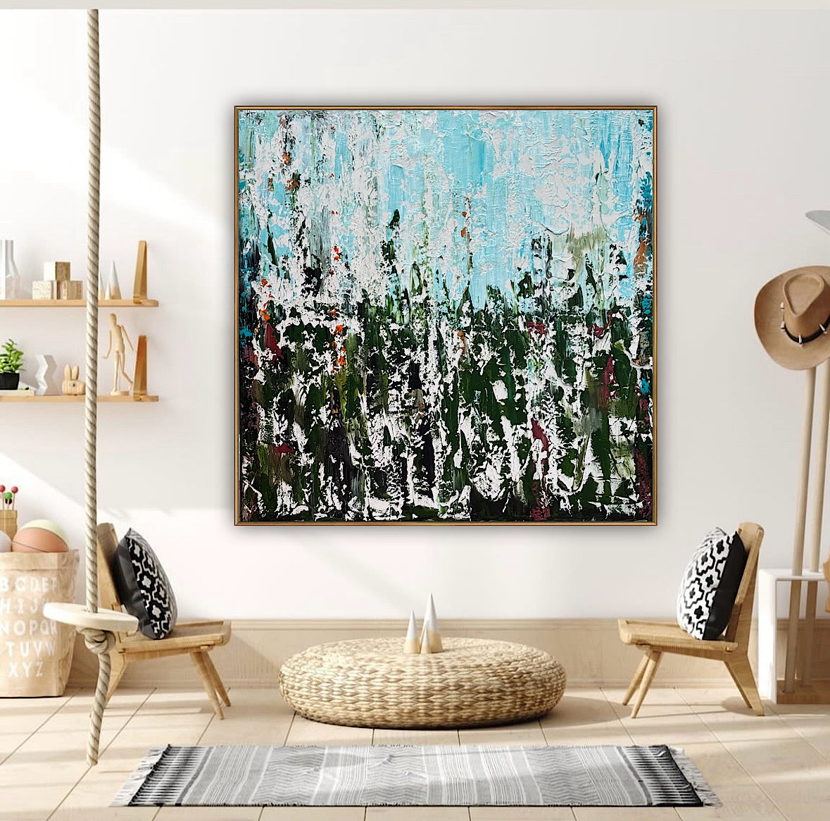 Oka Textured Abstract Original Oil Painting On Canvas 90x90cm Atelier Émeraude