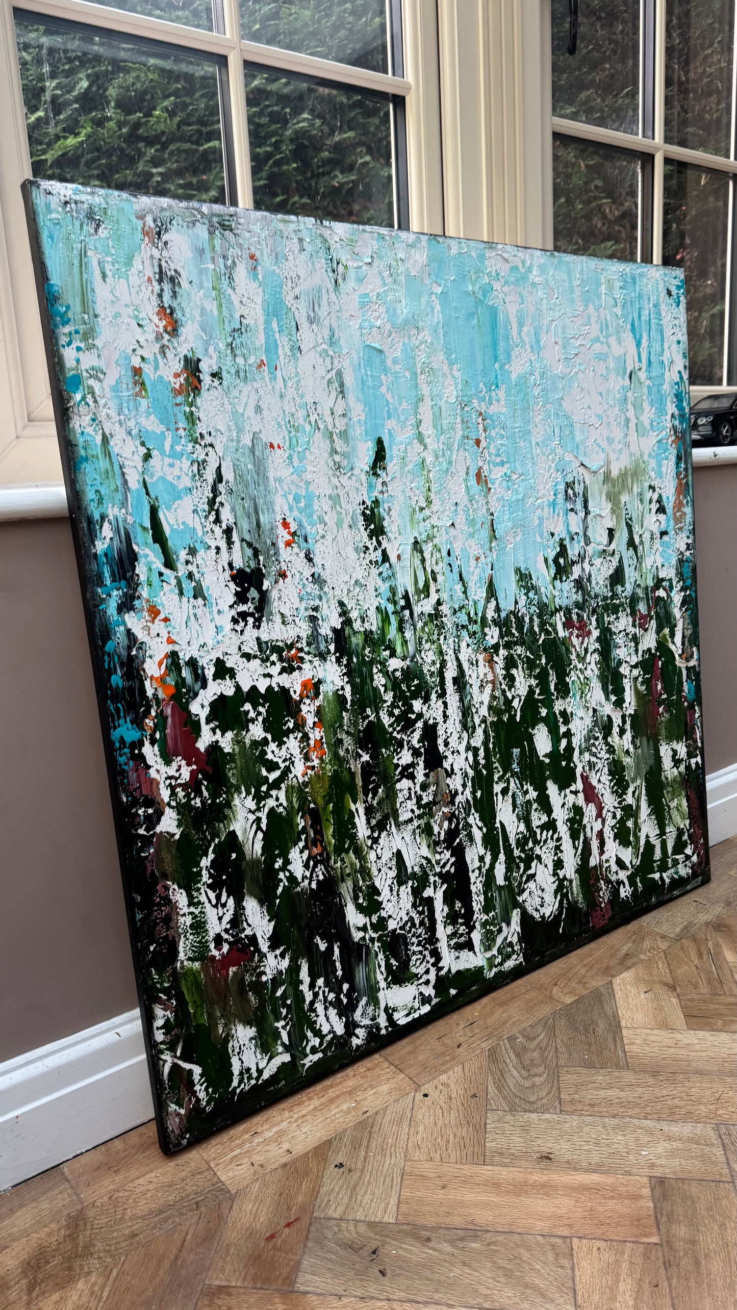 Oka Textured Abstract Original Oil Painting On Canvas 90x90cm Atelier Émeraude