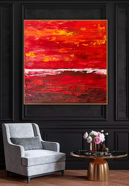 Oka style textured Original modern Abstract Oil Painting On Canvas 80 x 80cm ‘Veil of Dusk ‘Coast