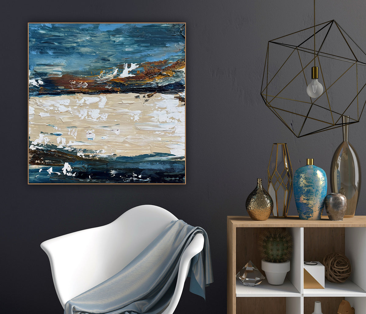 Original Abstract contemporary Oil Painting On Canvas 50x50cm Amalfi Coast Oka
