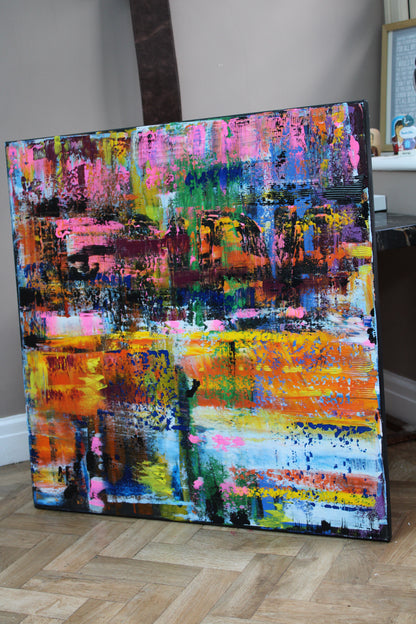 Oka Contemporary Abstract Original Oil Painting On Canvas 80x80cm  “Luminous Echoes”