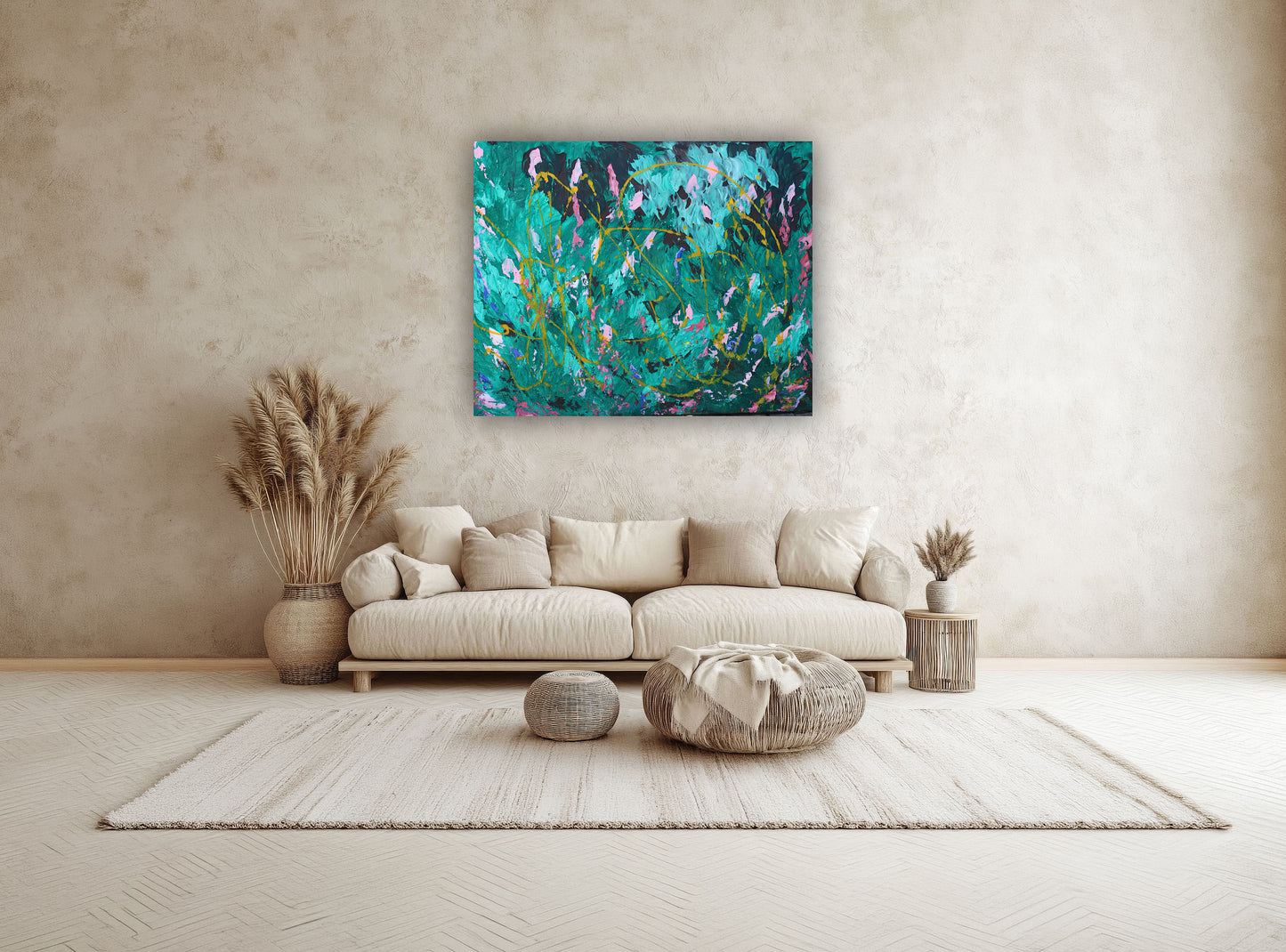 Abstract Original Oil Painting On Canvas 102x70cm textured oil Secret Garden