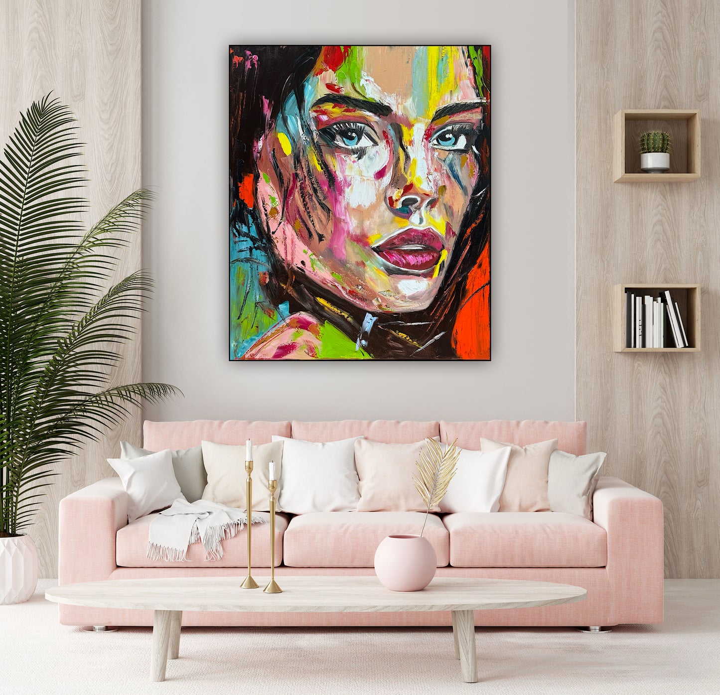 ‘Femme Eclat’ portrait Original abstract contemporary Oil Painting On Canvas size 90x76cm
