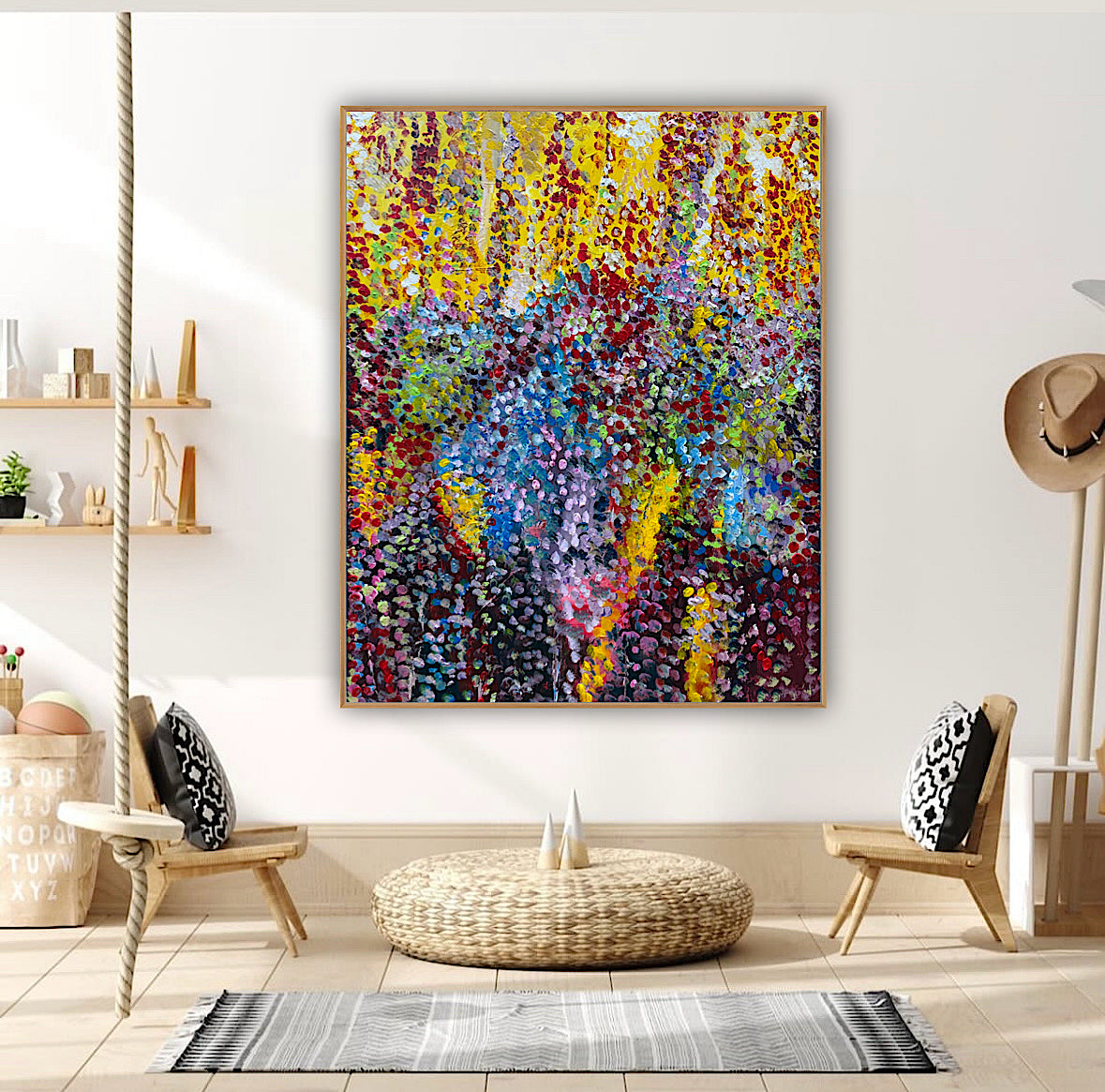 Large Abstract Original Oil Painting On 100x80cm canvas Oka style Sunshine