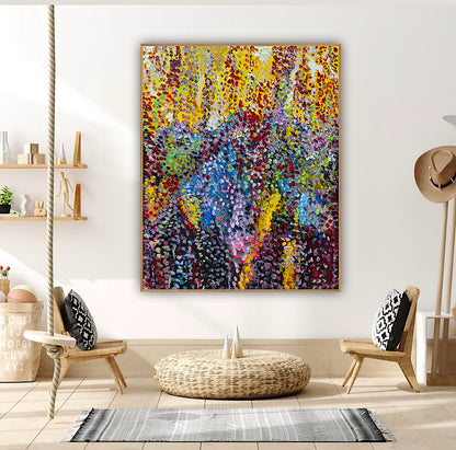 Large Abstract Original Oil Painting On 100x80cm canvas Oka style Sunshine