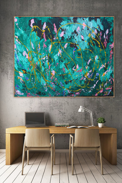 Abstract Original Oil Painting On Canvas 102x70cm textured oil Secret Garden