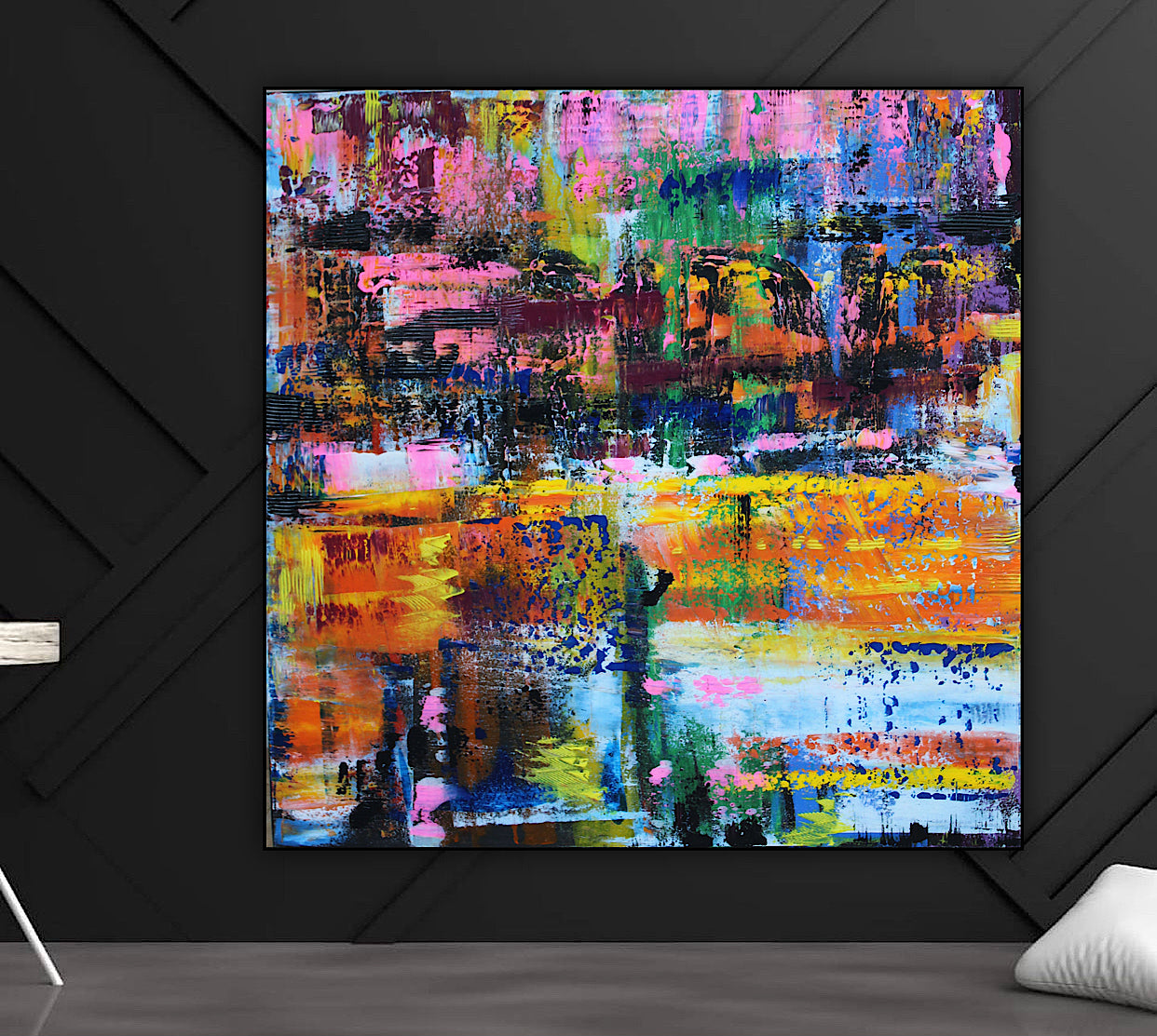 Oka Contemporary Abstract Original Oil Painting On Canvas 80x80cm  “Luminous Echoes”