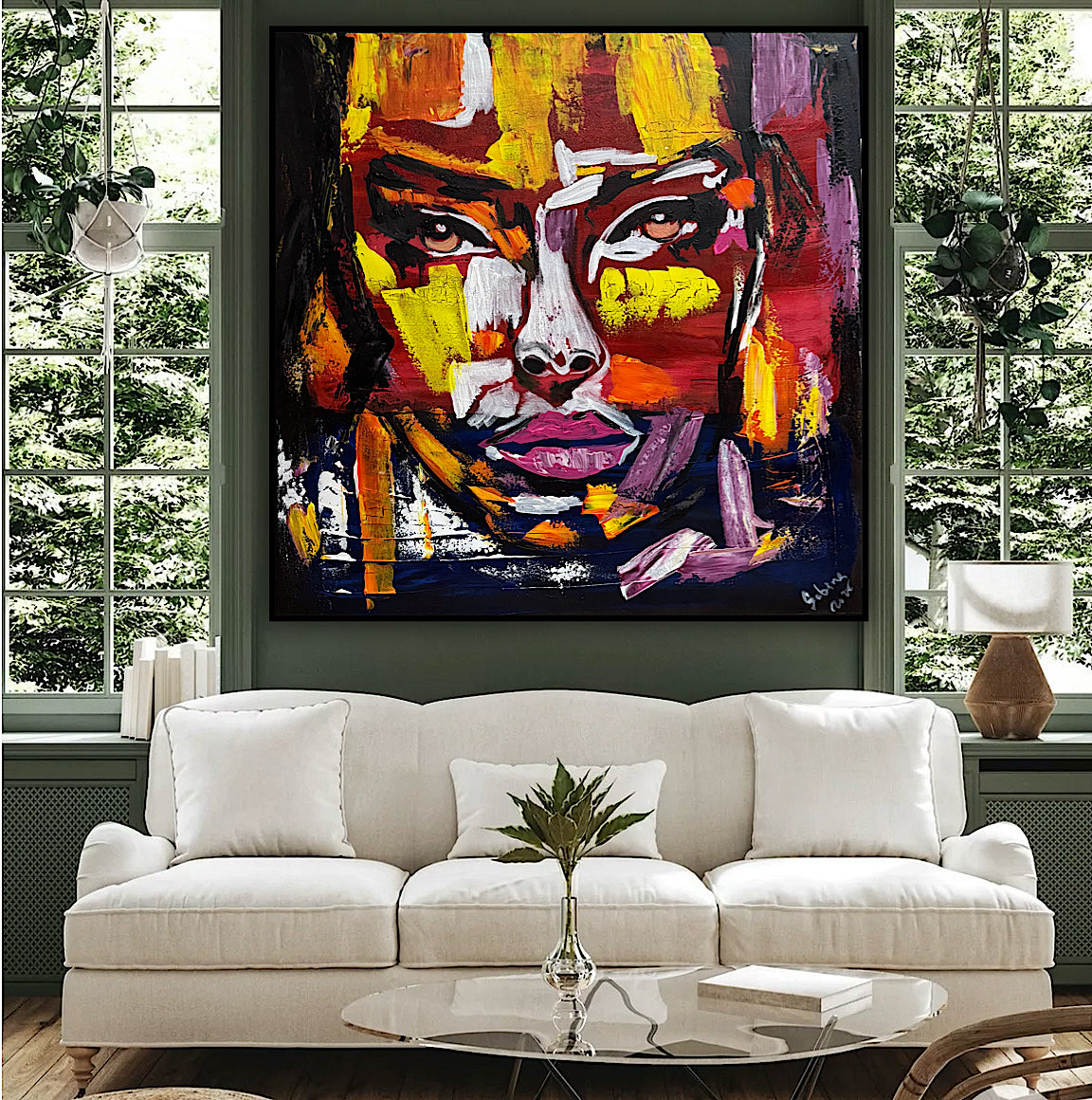 Contemporary Abstract Original Oil Painting On 80x80cm Canvas Unspoken Gaze
