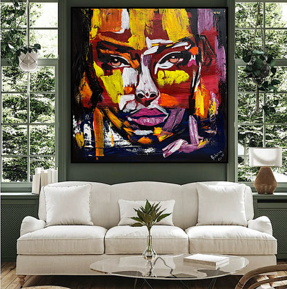 Contemporary Abstract Original Oil Painting On 80x80cm Canvas Unspoken Gaze