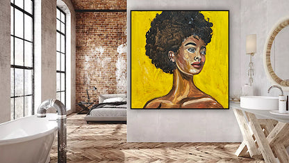 Modern Abstract Original Oil Painting On Canvas Unapologetic Portrait 60x60cm