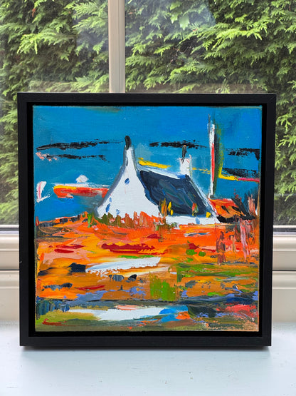 Framed in black frame Original Abstract contemporary Oil Painting On Canvas 32x32cm Irish wilds