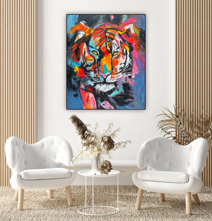 Contemporary Abstract Original Oil Painting On 90 x 76cm Canvas ‘Wild Majesty’’ Tiger