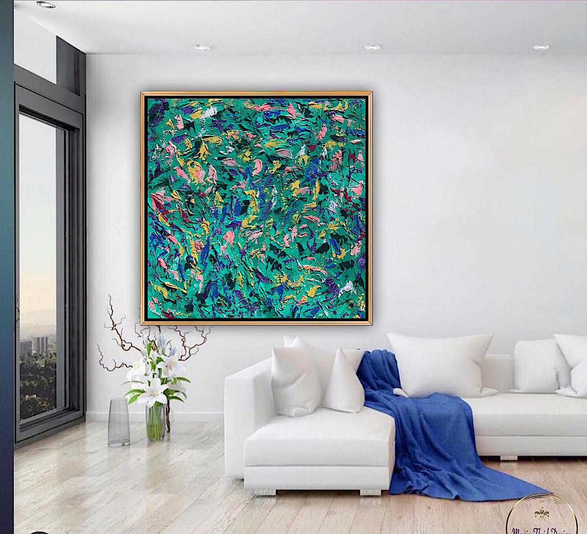 Oka Style Abstract contemporary Oil Painting On Canvas 100 x 100cm Secret Garden