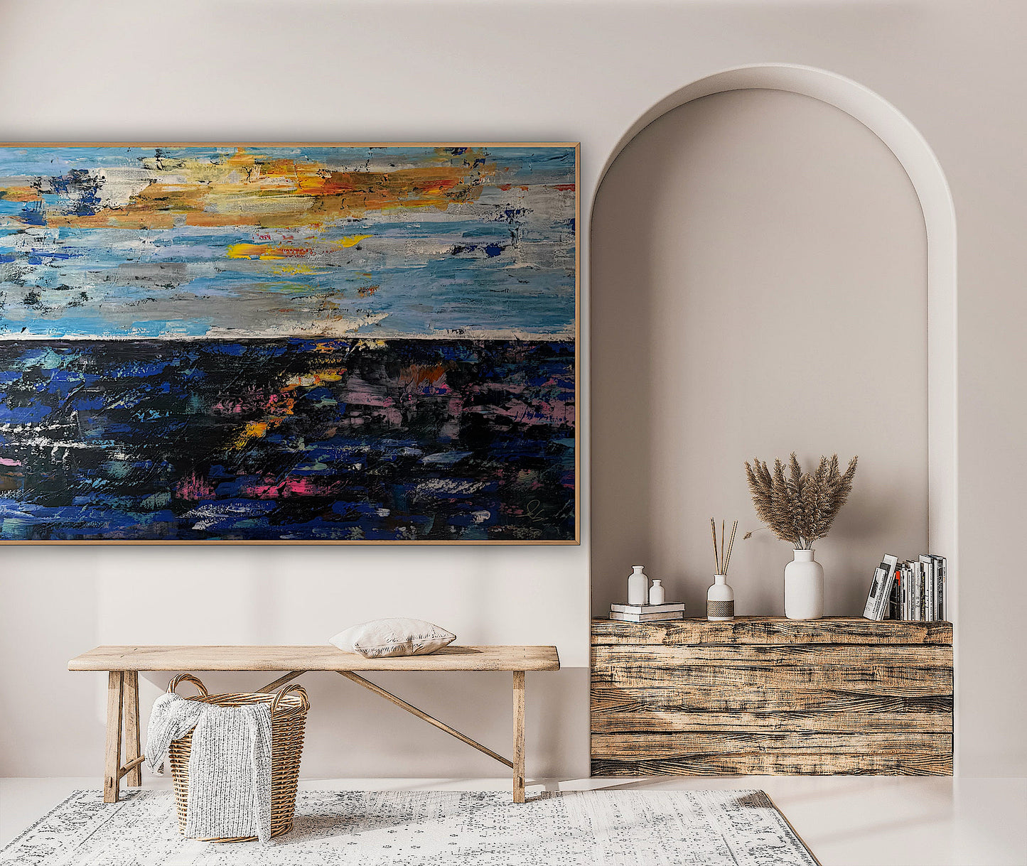 Original Abstract Oil Painting On Canvas 150cm x 100cm Depth of Silence Oka seascape