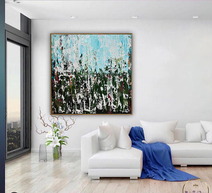Oka Textured Abstract Original Oil Painting On Canvas 90x90cm Atelier Émeraude