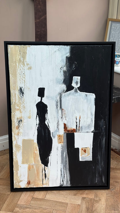 Framed Original Abstract contemporary Oil Painting On Canvas 90x60cm  love to talk oka