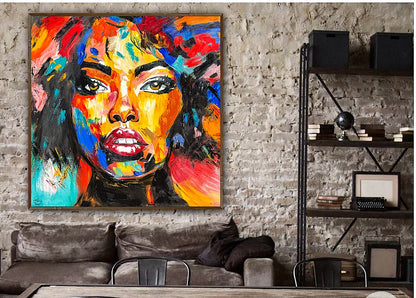 Richter Style Abstract Original Oil Painting On 100 x 100cm canvas Beauty Hazel eyes  woman portrait