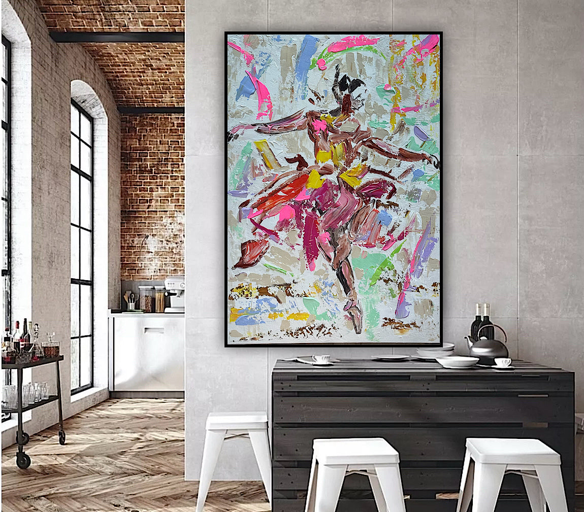Ballet dancer Original modern Abstract Oil Painting On Canvas 85 x 60cm Oka