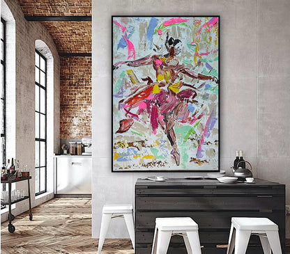 Ballet dancer Original modern Abstract Oil Painting On Canvas 85 x 60cm Oka