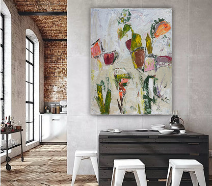 Oka Style Abstract contemporary Oil Painting On Canvas 80 x 100cm Orcia flowers