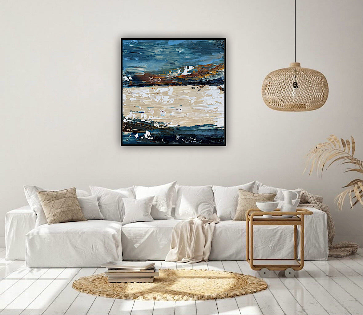 Original Abstract contemporary Oil Painting On Canvas 50x50cm Amalfi Coast Oka