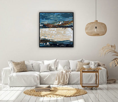 Original Abstract contemporary Oil Painting On Canvas 50x50cm Amalfi Coast Oka