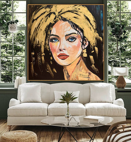 Richter Style Abstract Original Oil Painting On 100 x 100cm canvas Alchemy of Beauty  woman portrait