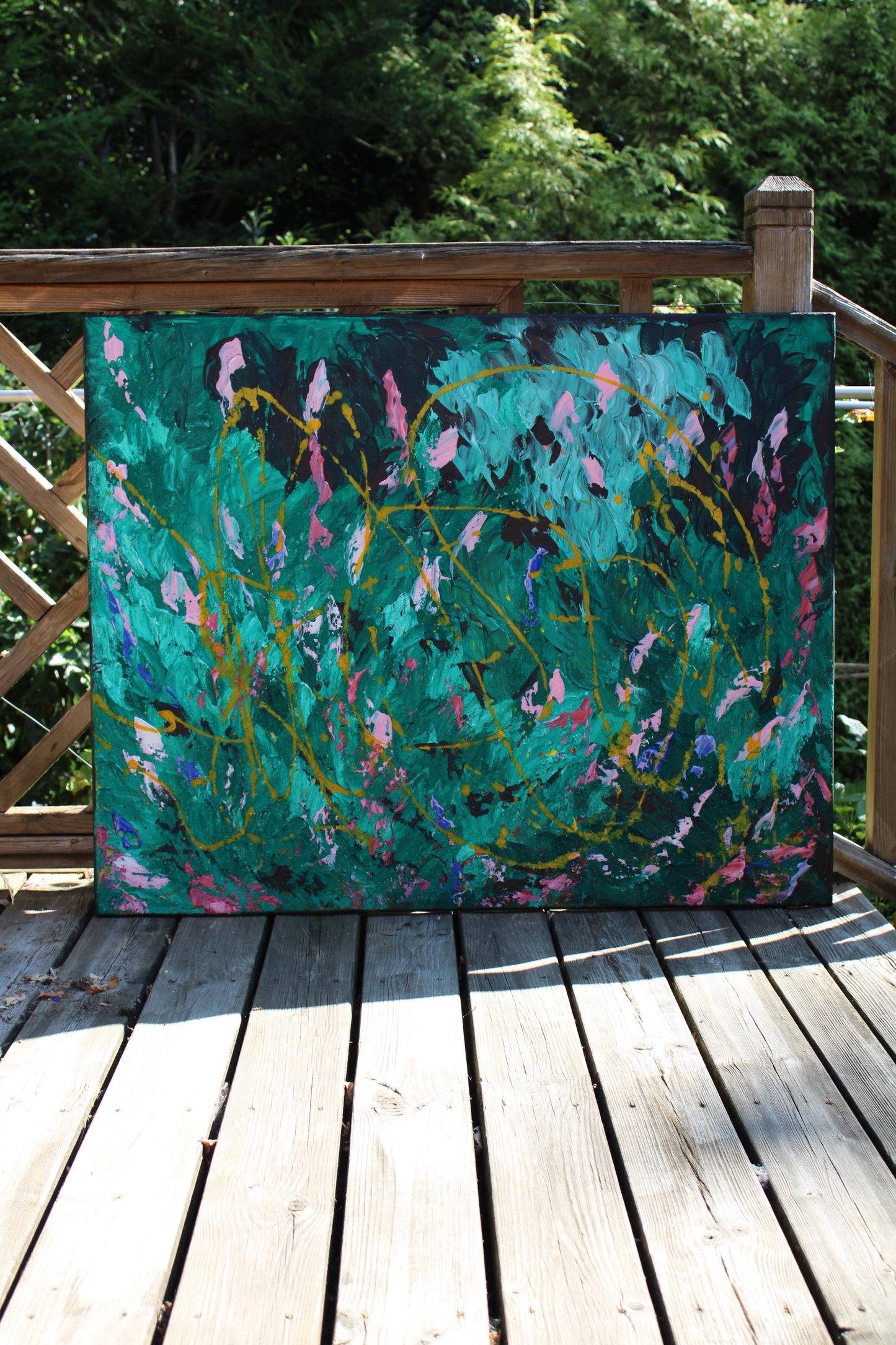 Abstract Original Oil Painting On Canvas 102x70cm textured oil Secret Garden