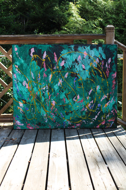 Abstract Original Oil Painting On Canvas 102x70cm textured oil Secret Garden