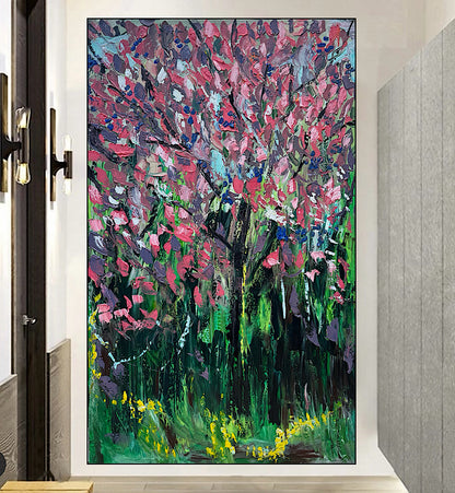 Original Abstract Oil Painting On Canvas 153 x 92cm Magnolia tree Oka