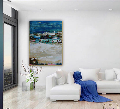 Amalfi coast Sea Sky Original abstract contemporary Oil Painting On Canvas size 100x80cm