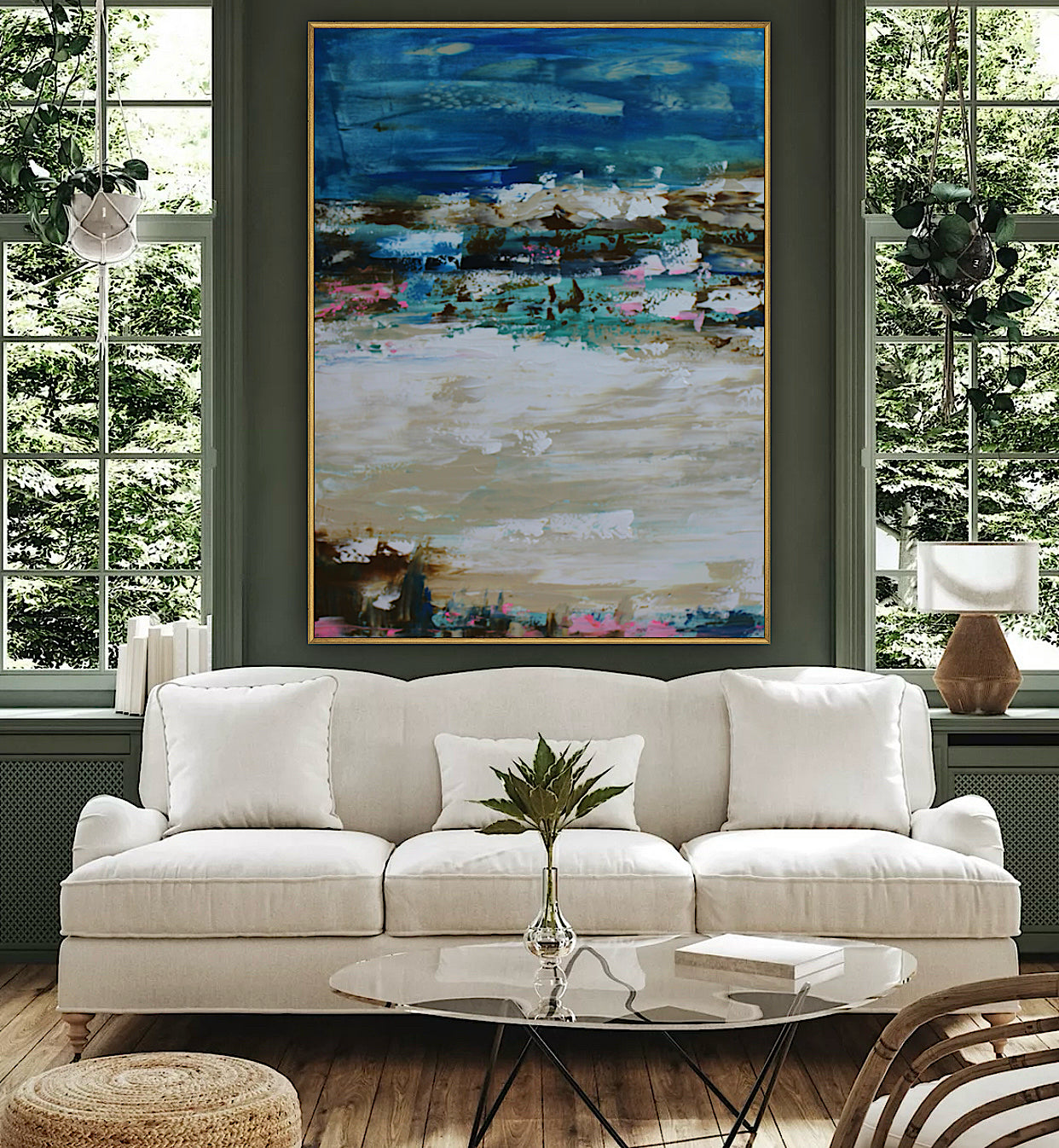 Amalfi coast Sea Sky Original abstract contemporary Oil Painting On Canvas size 100x80cm