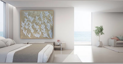 Textured Original Abstract Oil Painting On Canvas stream of leaves 120x100cm Oka