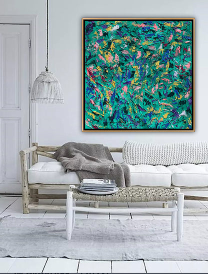 Oka Style Abstract contemporary Oil Painting On Canvas 100 x 100cm Secret Garden