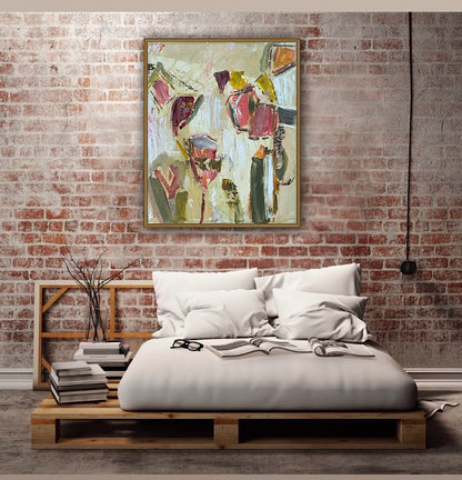 Oka Style Abstract contemporary Oil Painting On Canvas 50 x 60cm Orcia flower