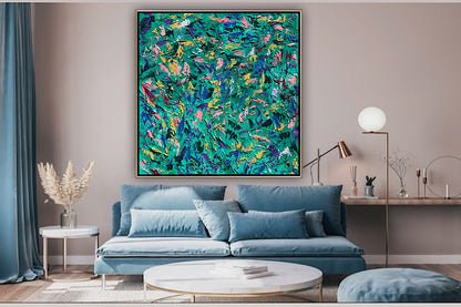 Oka Style Abstract contemporary Oil Painting On Canvas 100 x 100cm Secret Garden