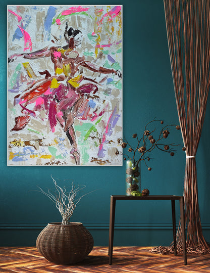 Ballet dancer Original modern Abstract Oil Painting On Canvas 85 x 60cm Oka