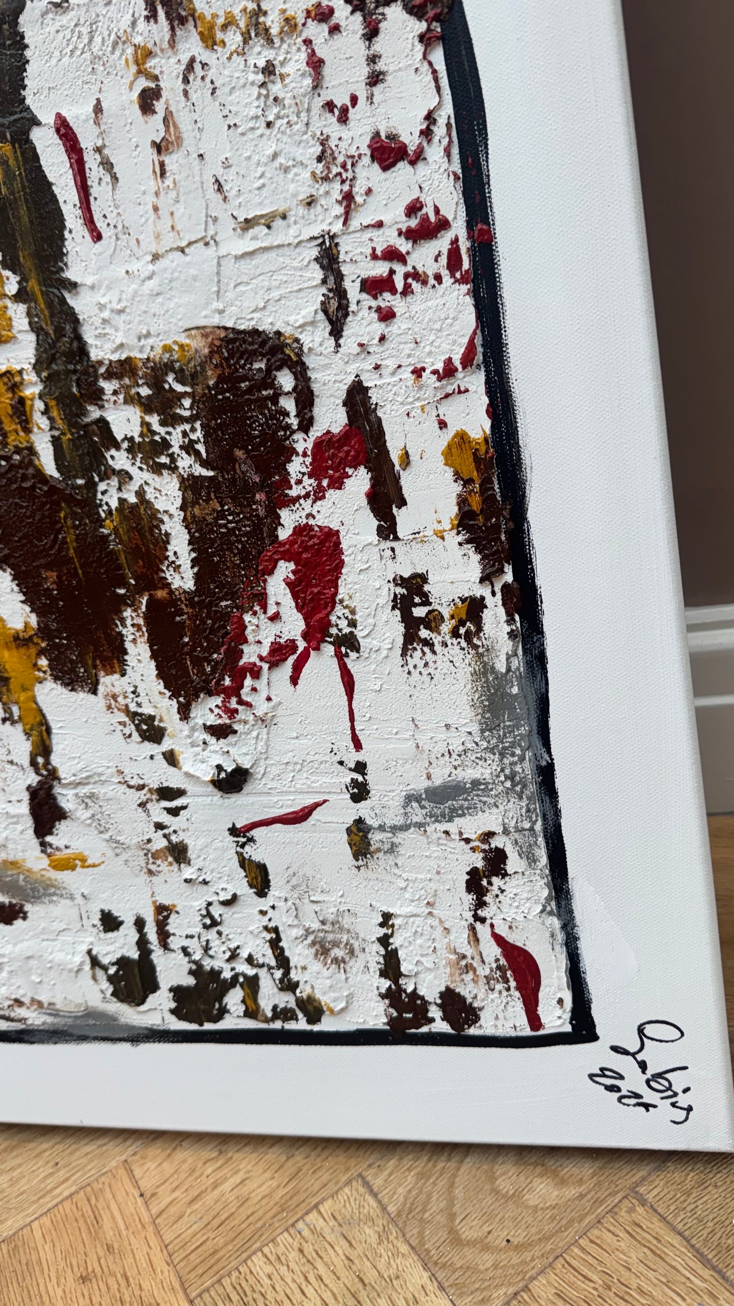 Oka style textured Original modern Abstract Oil Painting On Canvas 80 x 80cm ‘Unfinished Story’