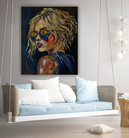 Contemporary Abstract Original Oil Painting of a woman On 90 x 76cm Canvas ‘Blondie II’ woman portrait