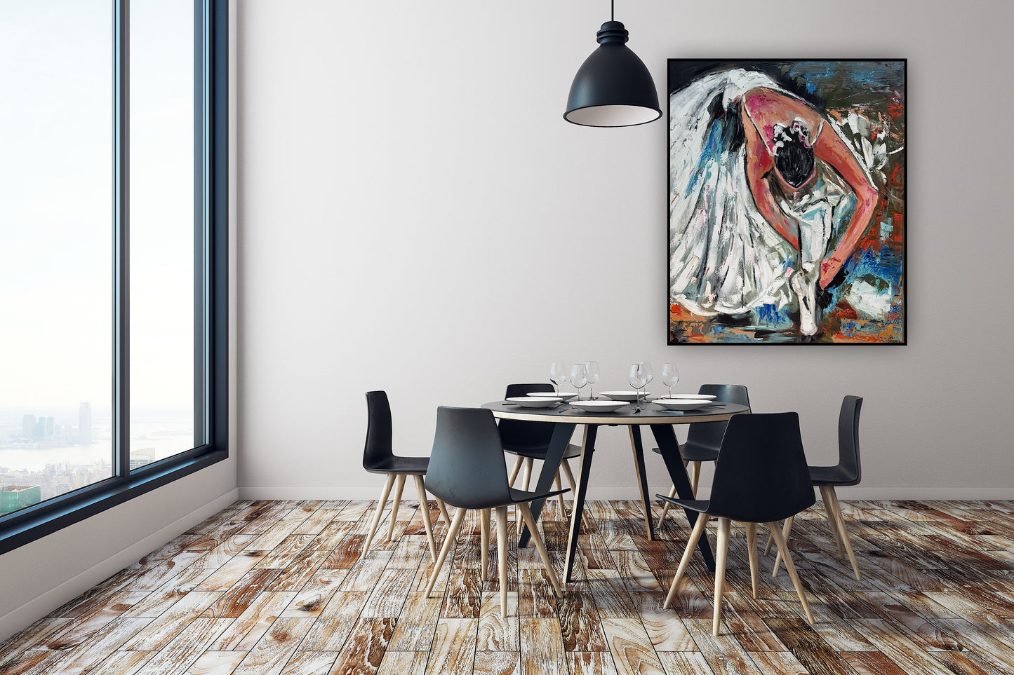 Contemporary Abstract Original Oil Painting On 90 x 76cm on Canvas ‘Ballet Dancer’