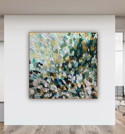 Modern Original textured Abstract Oil Painting On deep edge Canvas 120 x 120cm ‘Autumn Garden’