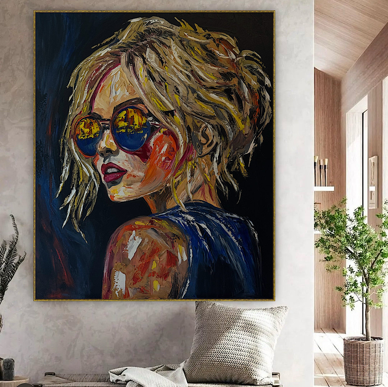 Contemporary Abstract Original Oil Painting of a woman On 90 x 76cm Canvas ‘Blondie II’ woman portrait